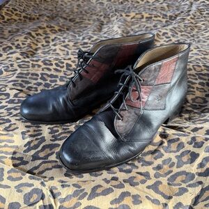 Vintage Black and Brown Ankle Boots
